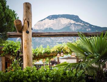 Unsr Gastgarten und die Berge